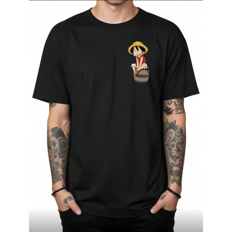 Camiseta Preta Anime One Piece T-shirt  Gear 5 Mangá Camisa Moda Geek Estilo Unissex