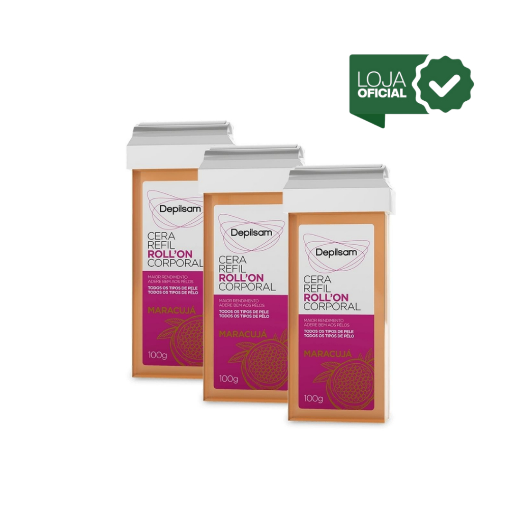 Kit 3 unid - Cera Refil Roll-On Corporal Depilsam Maracujá 100G