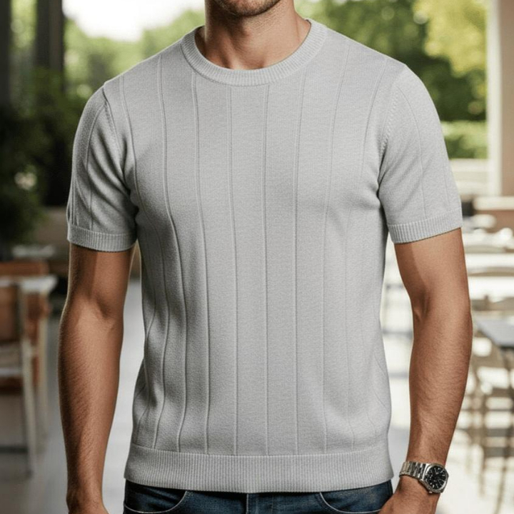 Camisa masculina Tricot Malha Canelada Texturizada Slim Estilosa Luxo Tricot