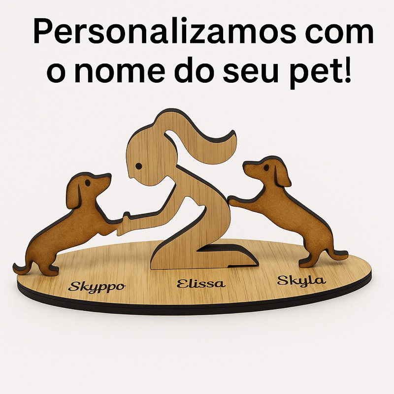 Escultura personalizada em MDF Tutor e cães em Oferta na Shopee
