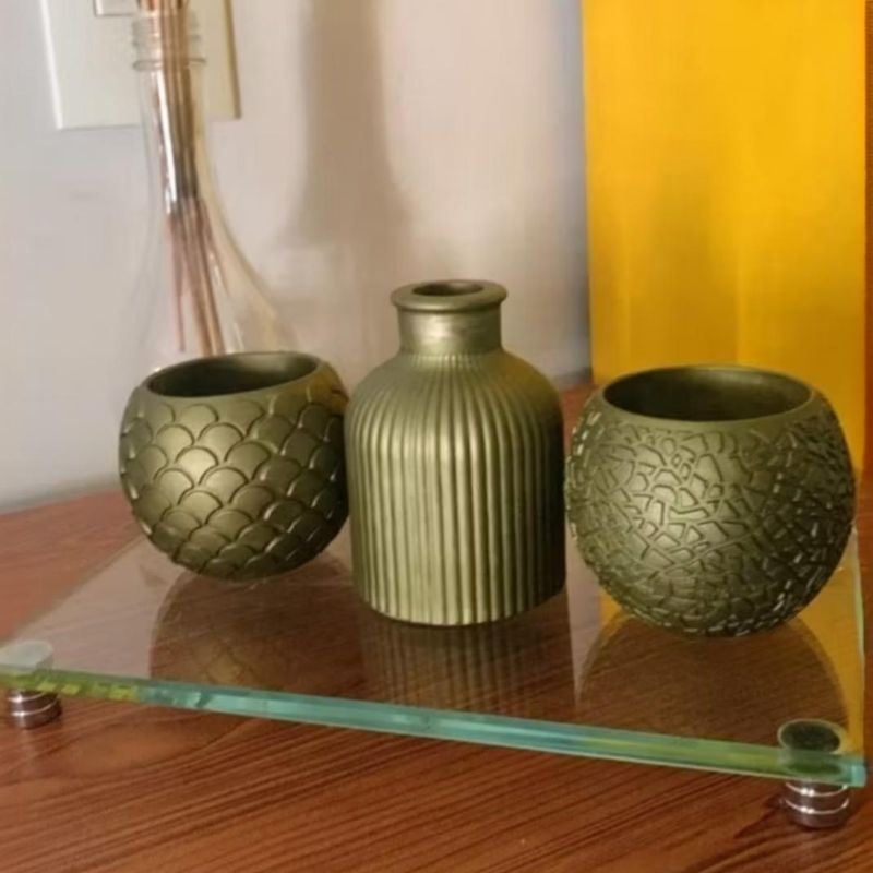 DECORAÇÃO DE LUXO - Kit 3 Vaso garrafa em Cerâmica , Brilhante - linha premium em Oferta na Shopee