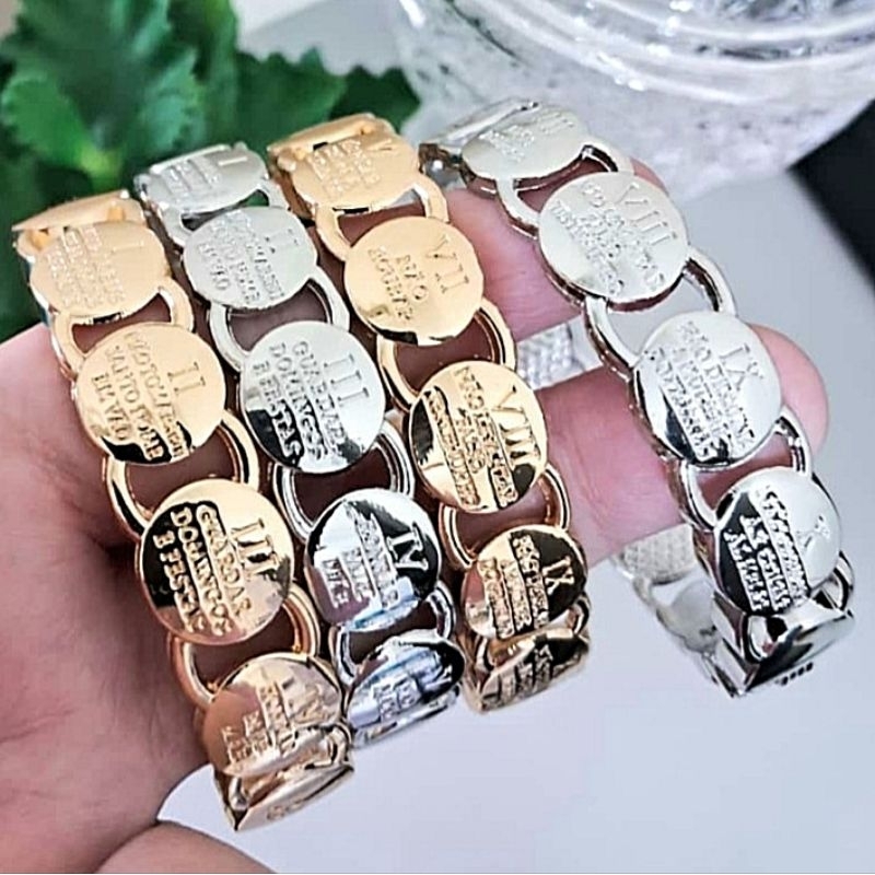 Bracelete 10 Mandamentos Pulseira Luxo Medalhas Alto Relevo em Oferta na Shopee