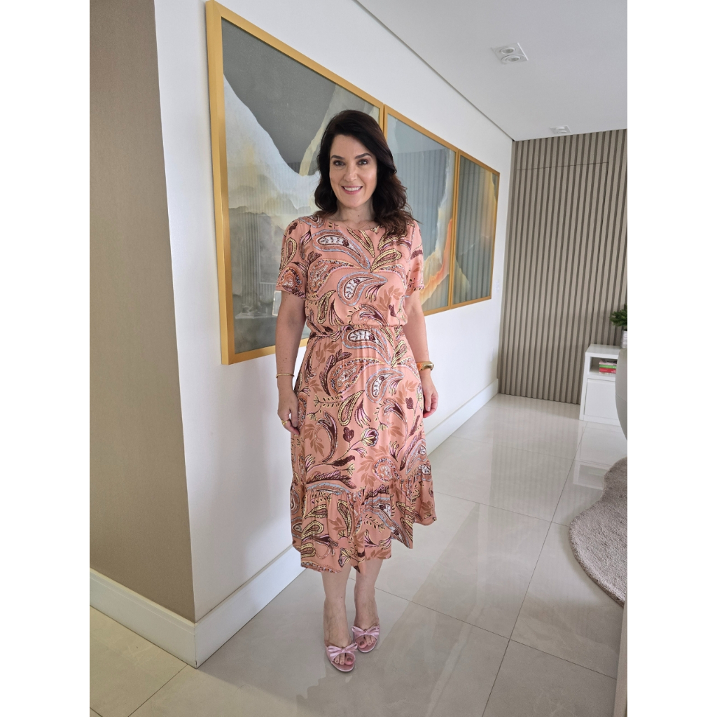 Vestido Elegante Feminino Midi Evangelica Cristã  Viscose.