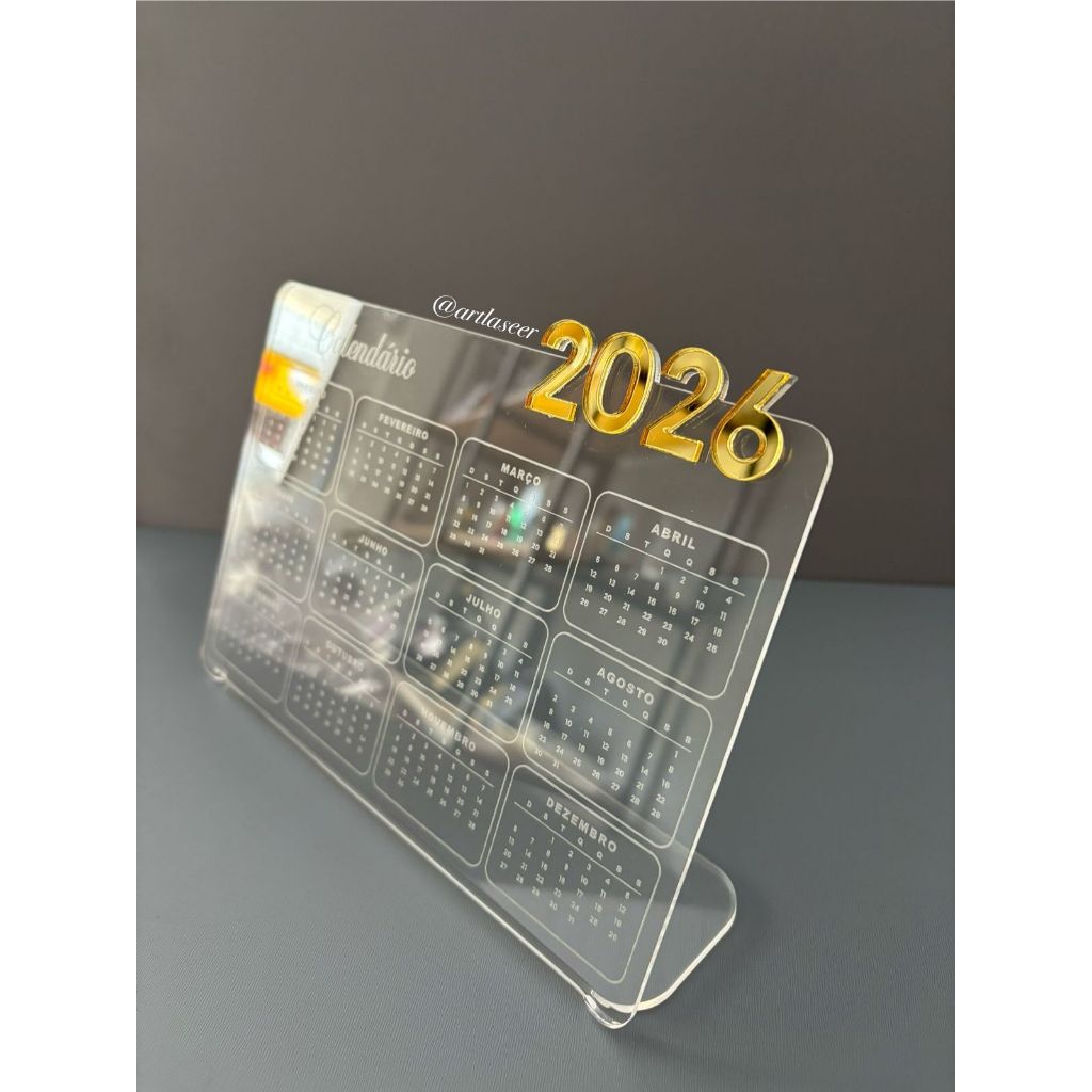 Calendário 2026 Personalizado - Acrílico