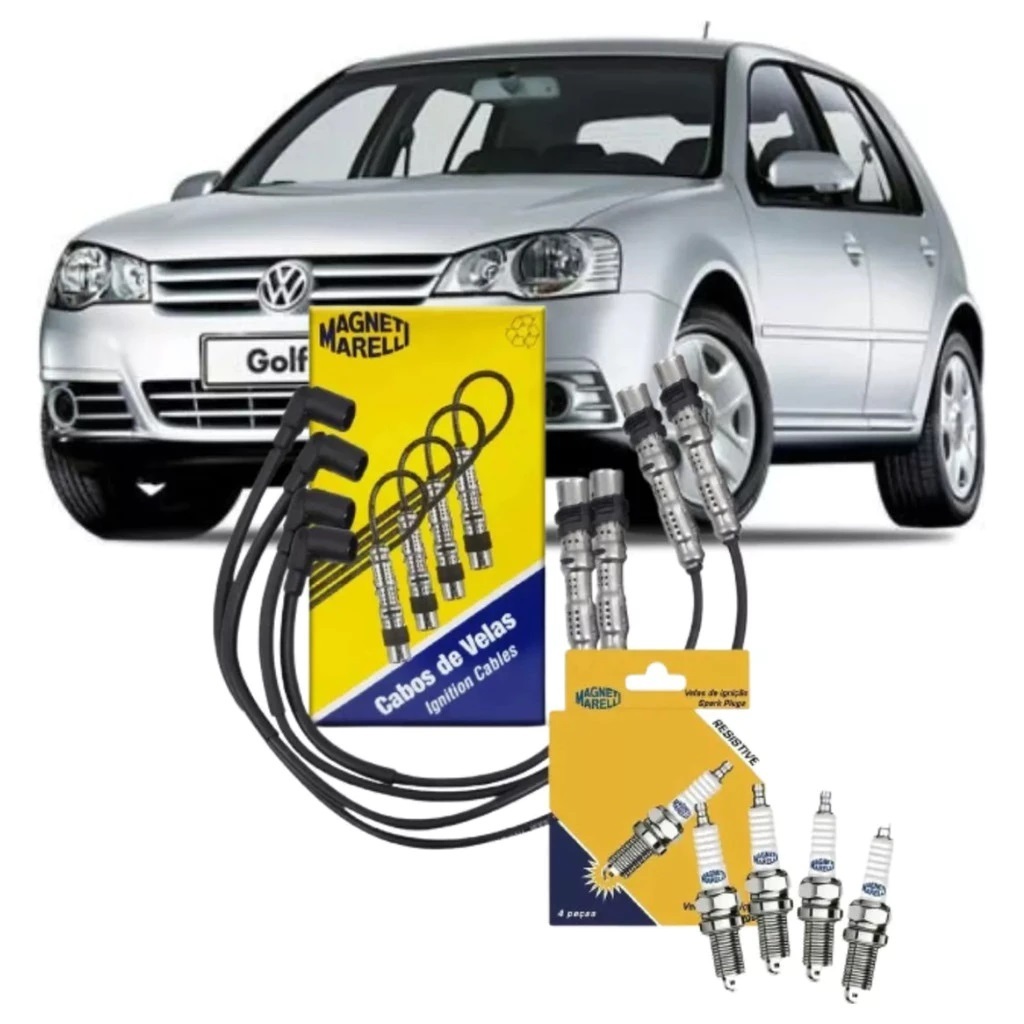 Kit Cabos Delphi ou Marelli e Velas Marelli Gol G4 G5 G6 Fox Polo 1.0 8v 1.6 8v