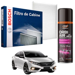 Filtro Cabine Ar Condicionado Bosch NEW CIVIC G10 1.5 2.0 2015 até 2022 + Spray Higienizador