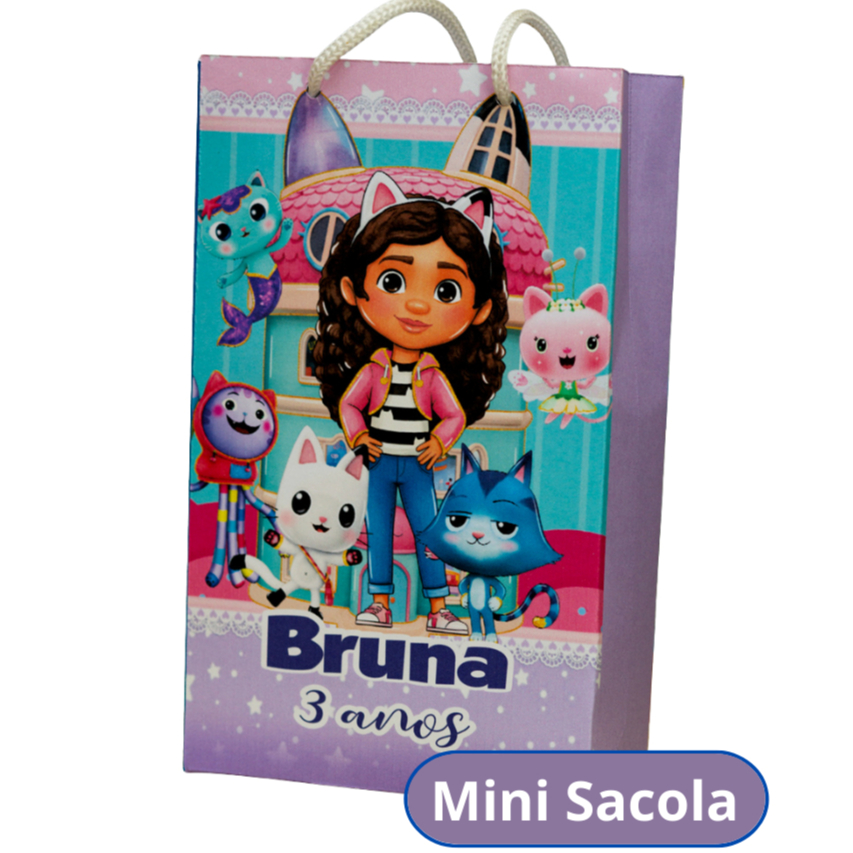 Sacolinha Surpresa Personalizada A Casa Mágica da Gabby - Lembrancinha Personalizados Festa Decoração - Pegue e Monte