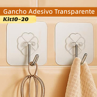 Gancho Adesivo para Parede Transparente Cozinha Sem Costura Gancho Adesivos Banheiro Organizado Pegajoso Ganchos KIT10 em Oferta na Shopee