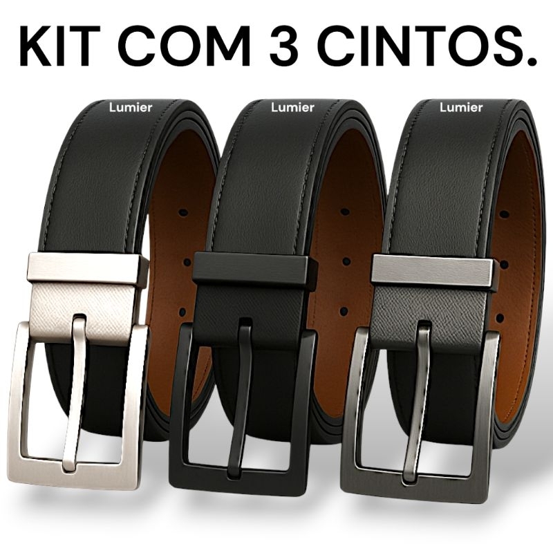 Kit 3 Cinto Masculino 2 em 1 - 125CM ou 150CM. em Oferta na Shopee