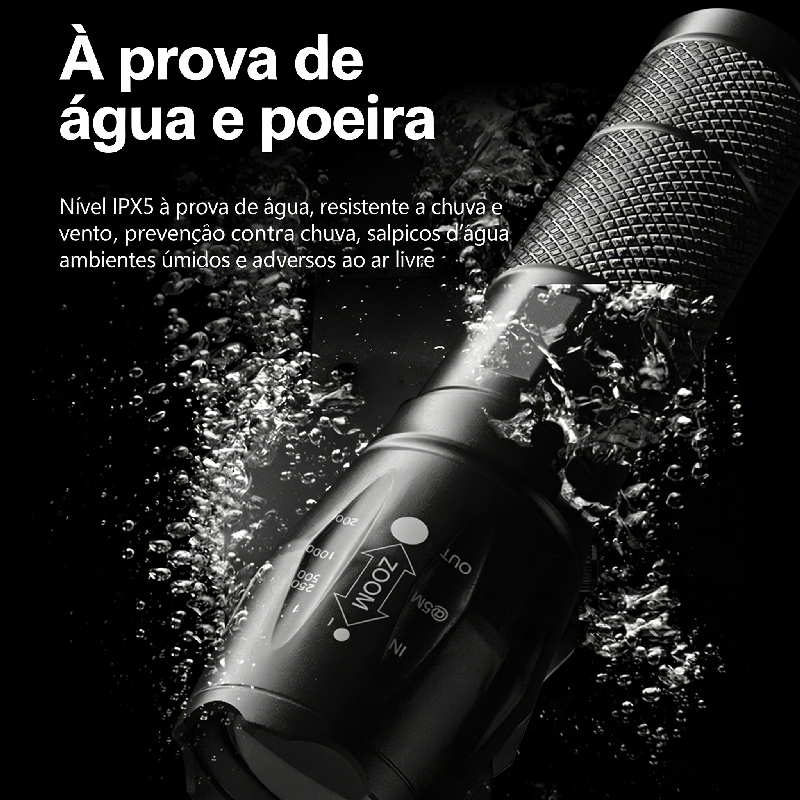 Luz profissional X900 com função de zoom, luz de sinal rechargeable, luz de acampamento