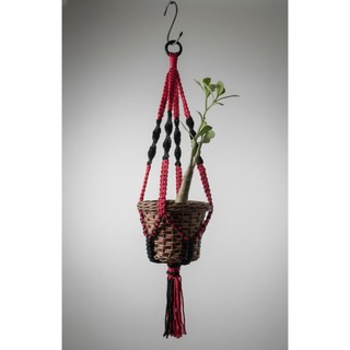 Suporte Aéreo de Plantas em Macramê, 80cm, Duas Cores, Acabamento Detalhado com Nós Reforçados