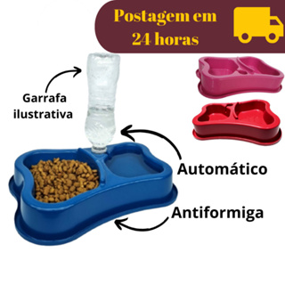 Comedouro Bebedouro 2 em 1 Duplo Antiformiga Automático Gato Cachorro Coelho Ração Pet em Oferta na Shopee