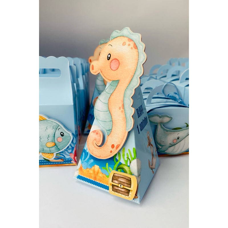 20 CAIXAS PIRÂMIDE PEGUE E MONTE personalizadas FUNDO DO MAR aniversário infantil Lembrancinha de festa infantil