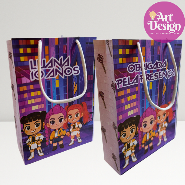 Sacolinha Personalizada Guerreiras K POP PEGUE E MONTE / Sacolinha Lembrancinha Surpresa Aniversário Huntrix