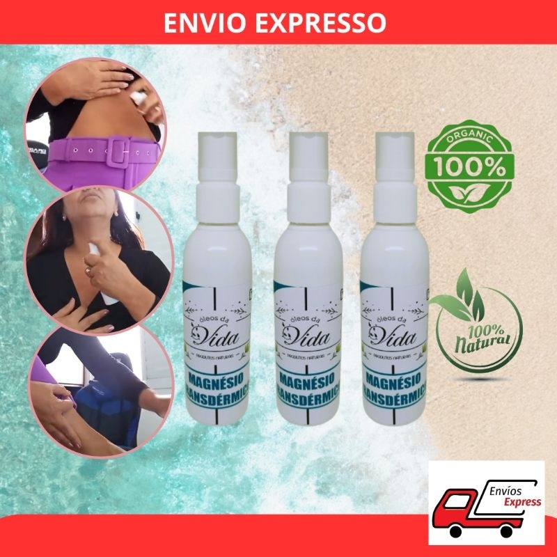 3 Óleos de Magnésio Transdérmico 100% Puro, Natural e Original.