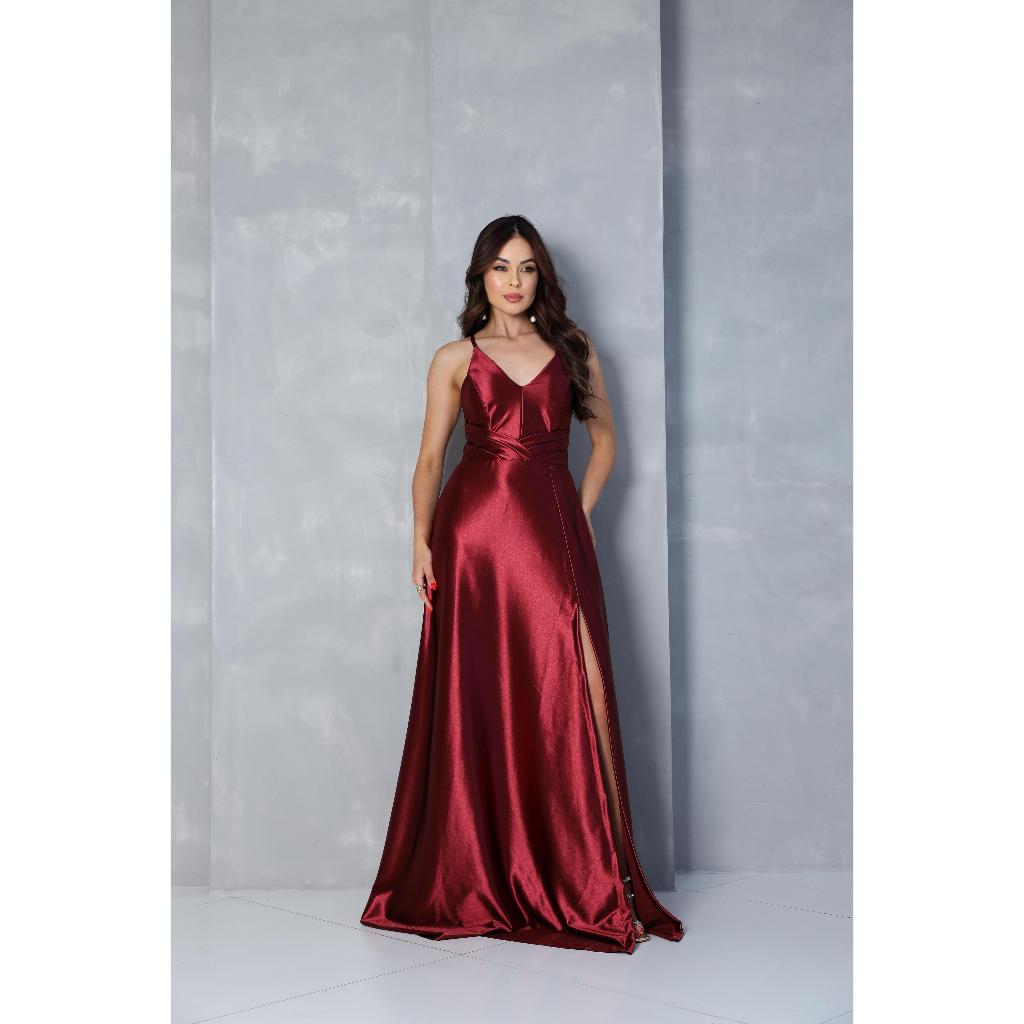 Vestido Feminino Longo Perfeito para Festas Casamento Formatura com Alça Amarração nas Costas em Oferta na Shopee