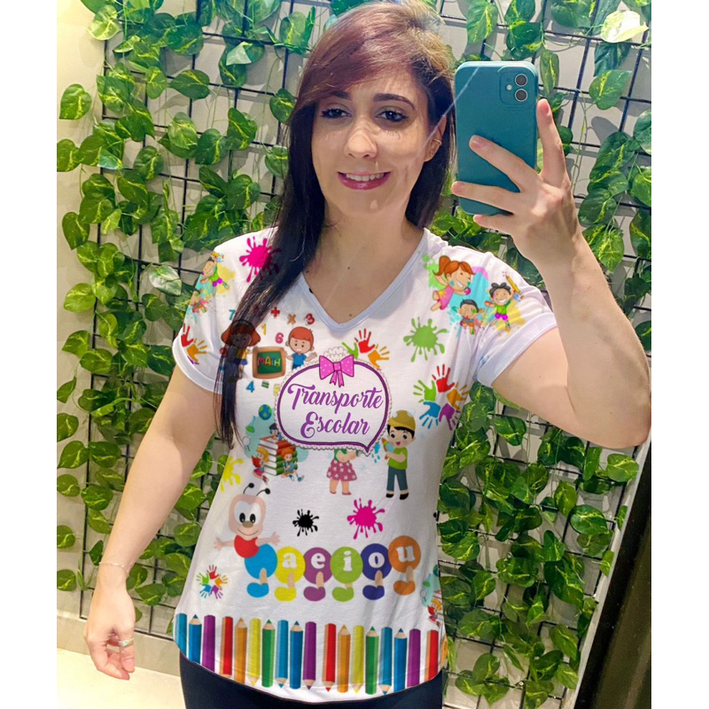 Camiseta T-shirt Fardamento Transporte Escolar Blusa Feminina