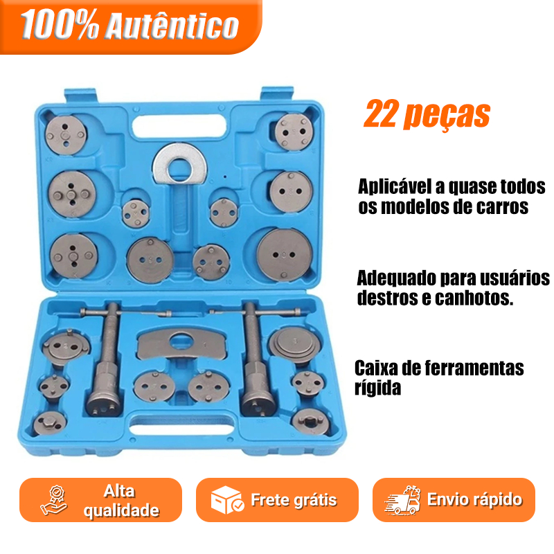 22 pçs pinça de freio pistão rebobinar vento volta kit ferramenta ajuste do cilindro freio a disco