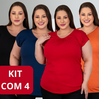Kit 4 Blusinha Camiseta Blusa Feminina Moda Plus Size Curve Verão Evangélica Melhor Preço G1 ao G3 em Oferta na Shopee