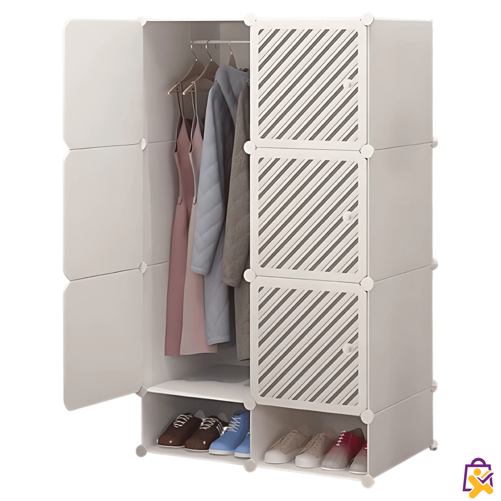 Guarda-Roupa Modular Branco Fosco 6 Portas Armário Organizador de Roupas e Sapatos 128cm