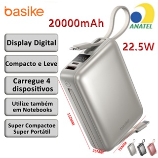 BASIKE Carregador Portátil 20000mAh - Carregamento Rápido 22.5W Power Bank Carregador Saída dupla em Oferta na Shopee