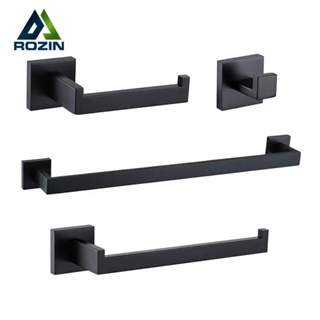 Kit Acessórios Banheiro Cabide Toalheiros Porta Papel 4 Peças , Preto/Dourado/Cromado em Oferta na Shopee