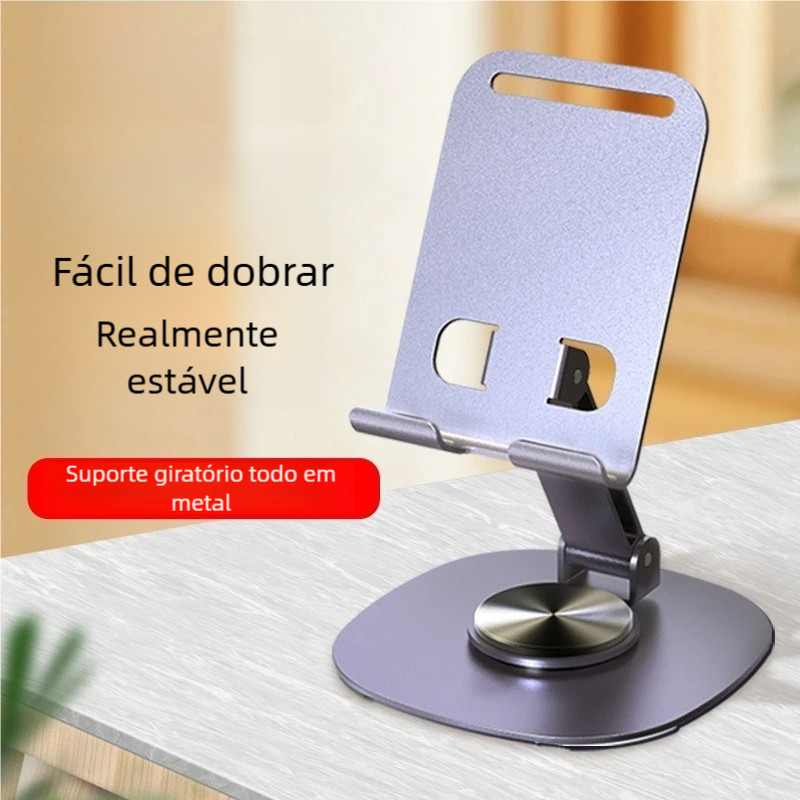 Suporte Ajustável 360º para Mesa - Alumínio Base Rotatória para Smartphone e Tablet