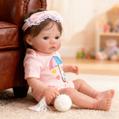 Bebê Reborn Boneca Silicone Realista 48cm Menina Ohlo Azul Pode dar Banho Brastoy