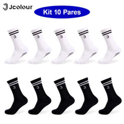 Jcolour Kit Até 10 Pares Meia Antiderrapante Pilates Yoga Feminina Academia Cano Longo Algodão