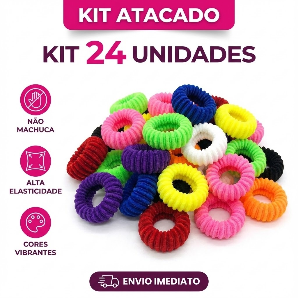 Kit 24 Xuxões Rabicó de Cabelo Grosso Meia de Seda Preto Branco Colorido Xuxão Xuxinha em Oferta na Shopee