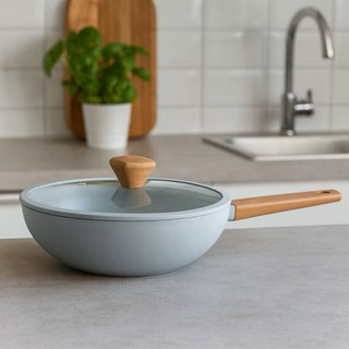Wok Frigideira de Cerâmica de Indução Fogão  Gás 28cm Fracalanza frigideira antiaderente com tampa