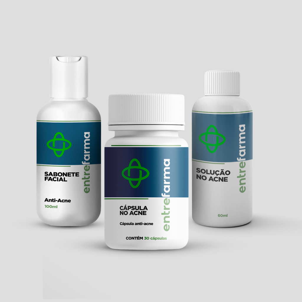 Kit Antiacne Completo Sabonete + Solução Facial + Cápsulas Cuidados com a Pele