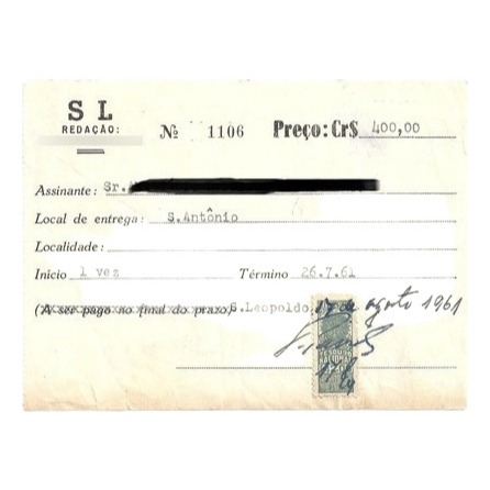 Recibo Antigo  Com Selos Fiscais - Agosto 1961-  - Ab3