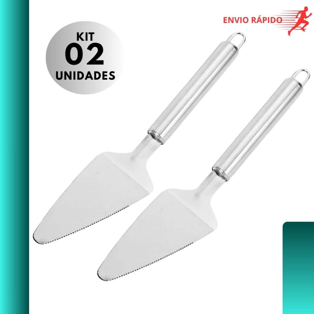 Kit 2 Espátula para Bolo em Inox Corte e Servir Tortas Sobremesas Utensílio de Cozinha