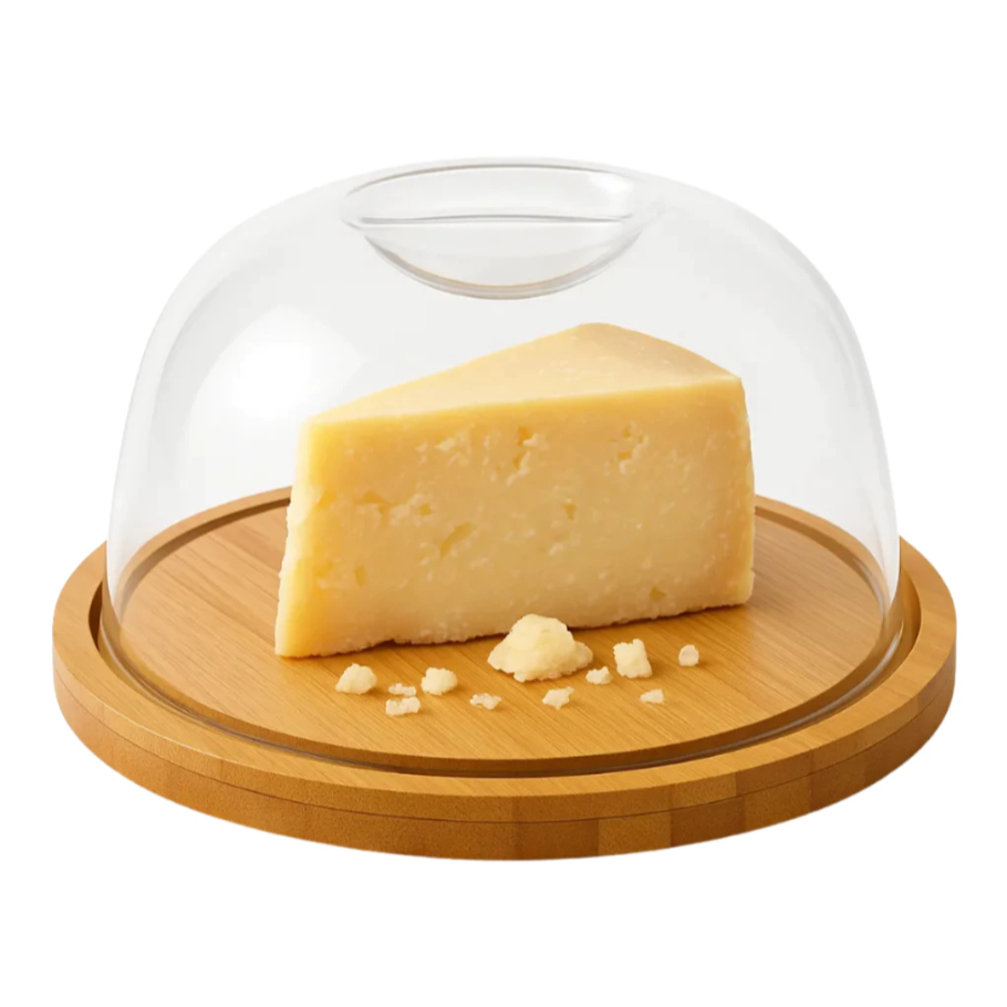 Porta Queijo Queijeira Bambu Com Tampa Acrílico 23,5cm Para Frios