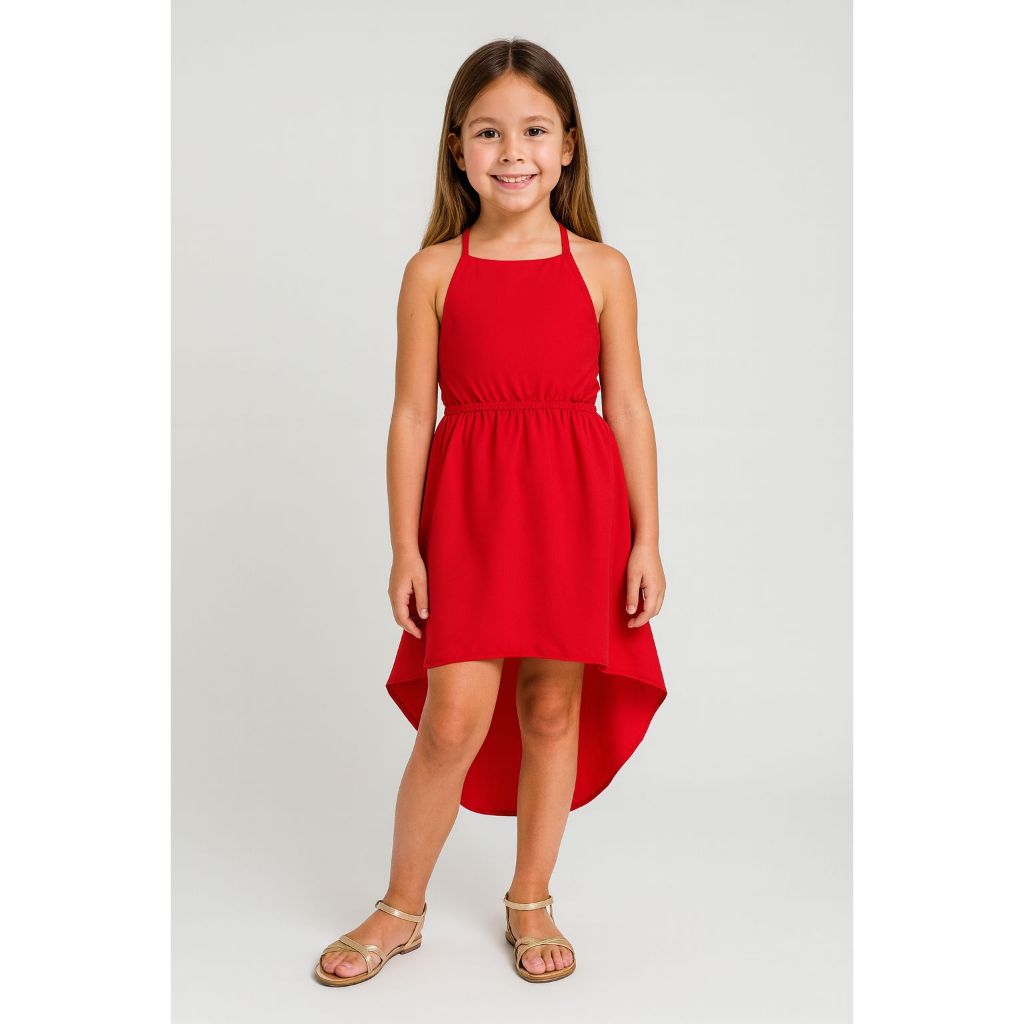 Vestido Feminino Infantil Roupa Fim De Ano Vestido Vermelho Moda Natal