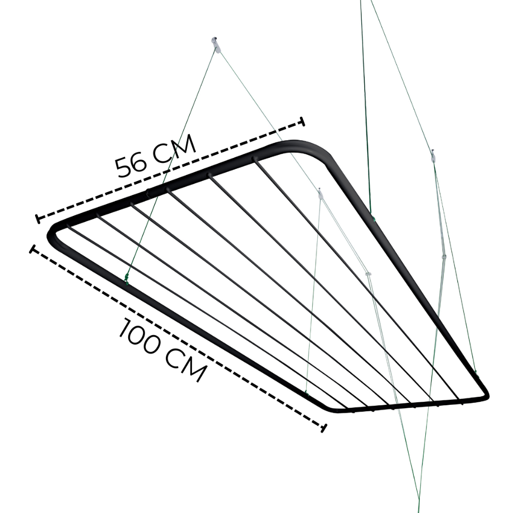 Varal de Teto Aço 100cm x 56cm 13 kg Reforçado Com Kit De Instalação em Oferta na Shopee