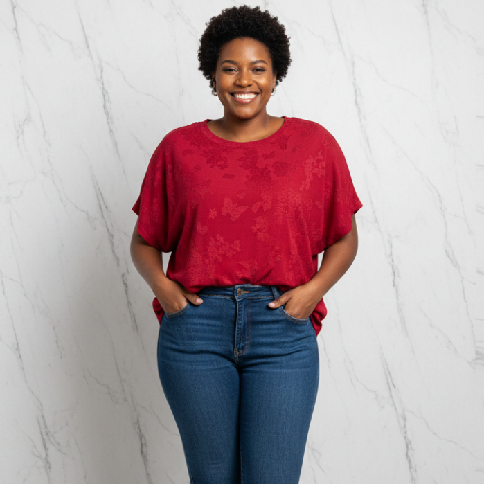 Blusa Modelo Morcego Importada Plus Size Casual Básica Manga Curta - XJ-8076
