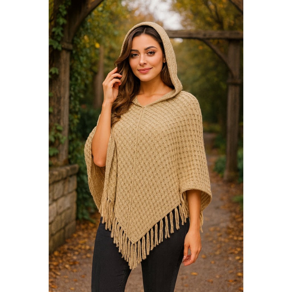 Xale Poncho Feminino com Touca Tricô Crochê Cashmere Quentinho Inverno – Várias Cores Elegantes em Oferta na Shopee