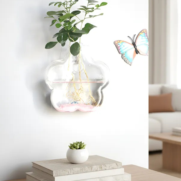 Plantas Penduradas Flores Vaso Vidro Flor De Ameixa Decoração