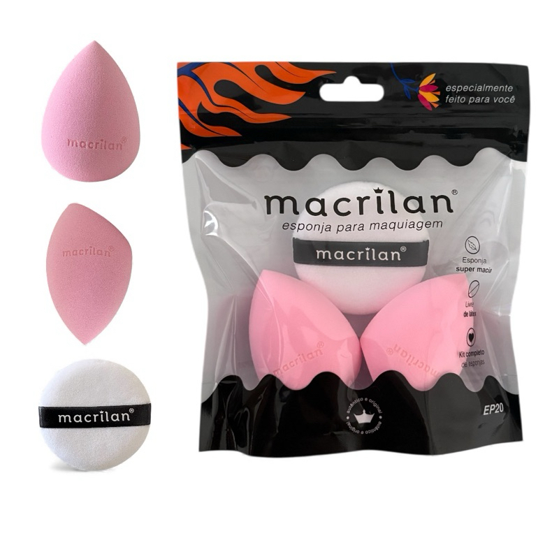 Kit Esponja De Maquiagem Macrilan Profissional em Oferta na Shopee