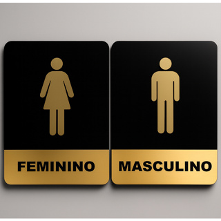 Kit 2 Placas Em Acrílico Espelhado Para Banheiro Masculino e Feminino em Oferta na Shopee