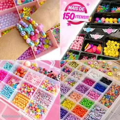 Miçanga Infantil Para Pulseira Colar e Brincos Com Cordão De Elástico Toymix