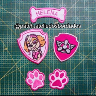 kit Bordado Termocolante  apliques Bordados skye patrulha canina em Oferta na Shopee
