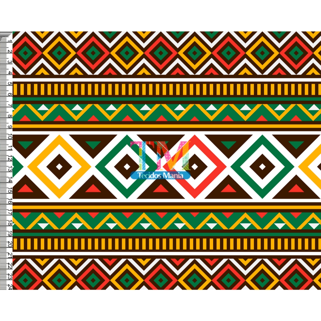 Tecido tricoline, microfibra ou gabardine estampado - Étnico - Cores Pan-africanas - 0.50 cm