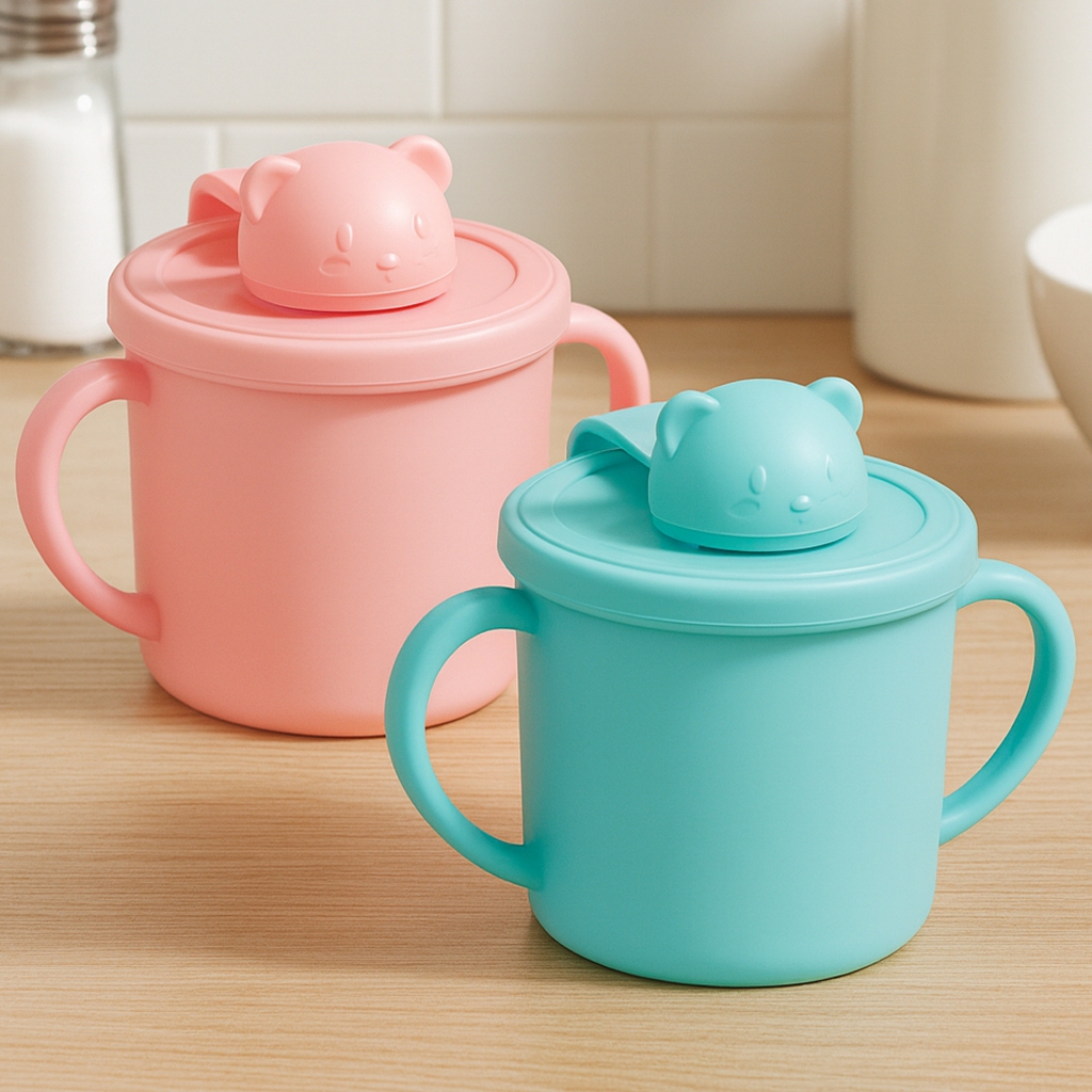 Copo Infantil De Silicone Transição Com Alça E Tampa Bebê Introdução Alimentar Refeição Livre de BPA em Oferta na Shopee