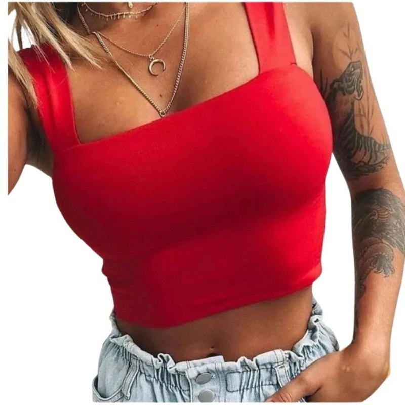 Cropped Alça larga Top Feminino Verão