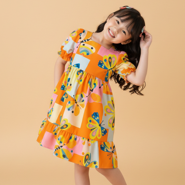 Vestido Menina Infantil Modesto Manga Curta Casual Estampado em Oferta na Shopee