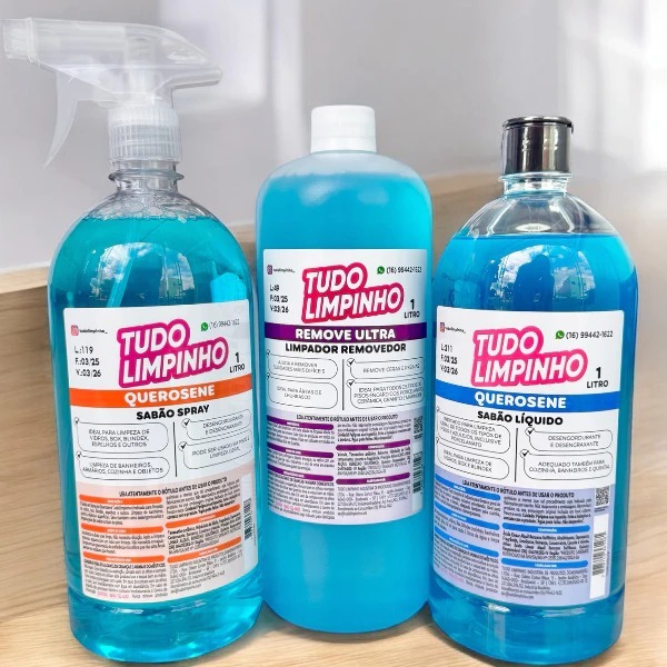 KIT TRIO BÁSICO SABÃO, SPRAY QUEROSENE + REMOVE TUDO LIMPINHO