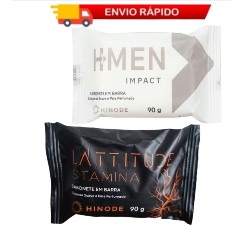 Kit 2 Sabonete Em Barra Hinode 1-Lattitude Stamina E 1- H Men Impact 90g Cada